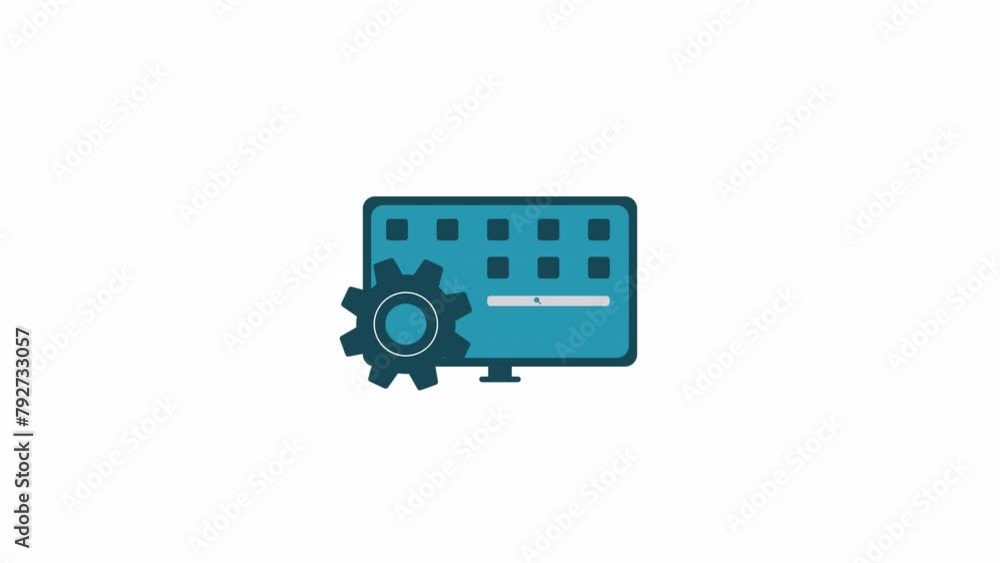Animation of desktop settings icon with rotating gears