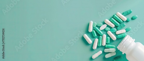 Prescription Medication Capsules on Blue Surface
