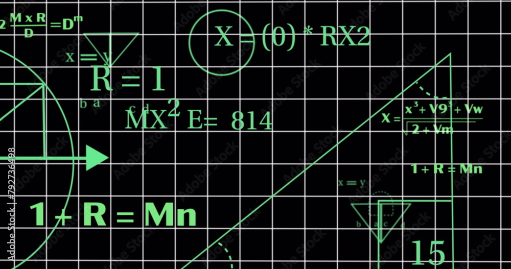 Obraz premium Image of mathematical equations over black background
