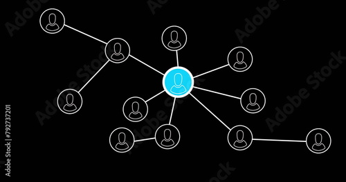 Image of net of connections on black background