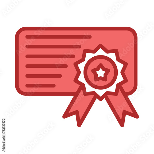 Certificate red line filled icon