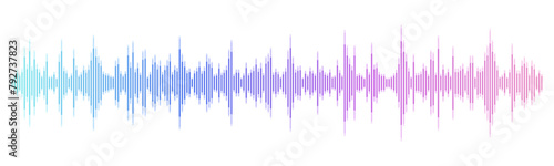 Seamless colorful vector sound waves flow isolated on a white background. Waveform pattern for music, dictaphone, podcast, voice message, or social media background. Spectral music frequency illustrat