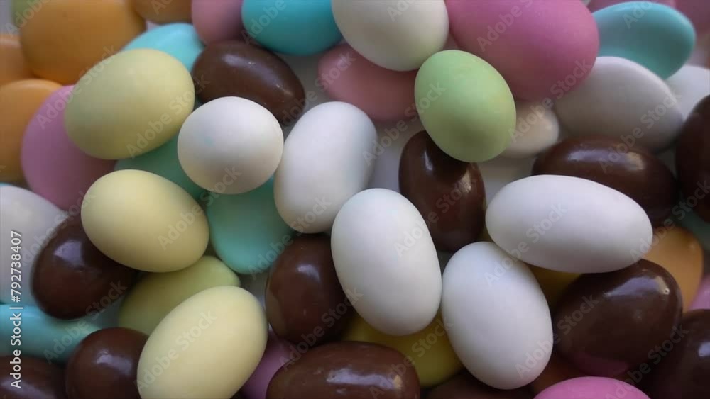 Pile delicious and colorful chocolate Almonds Pile delicious and colorful chocolate Almonds