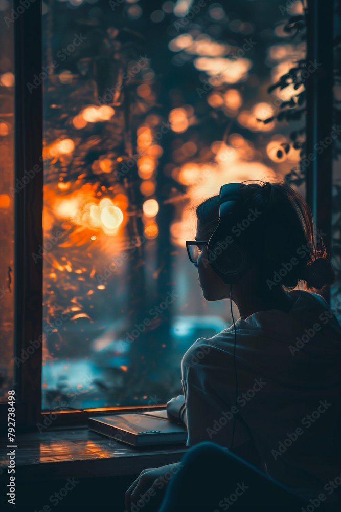 **A man is working on his laptop outside of it. Shot from a distance. In the style of documentary photography **A man is working on his laptop outside of it. Shot from a distance. In the style of documentary photography
