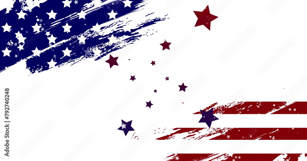Fototapeta premium Image of flag of usa with stars on white background