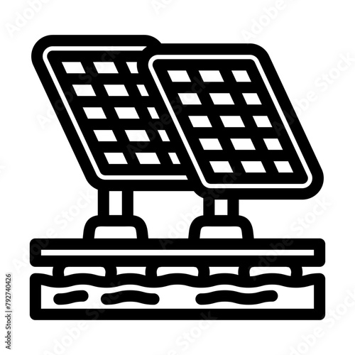 floating solar panel line icon vector. floating solar panel sign. isolated contour symbol black illustration