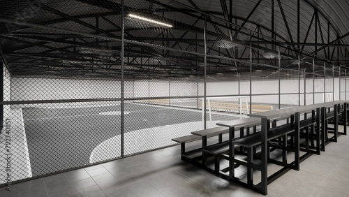 3d rendering of a futsal courts sport facilities with spectator seat