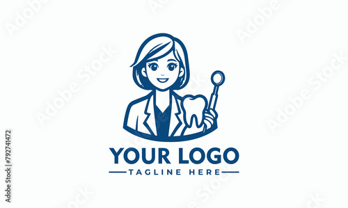 Dental Dentist Logo Design Vector female dental character vector