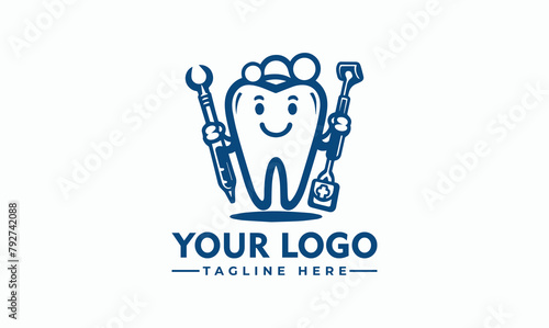 Dental Clinic logo template, Dental Care logo designs vector, Health Dent Logo design vector template linear style Character