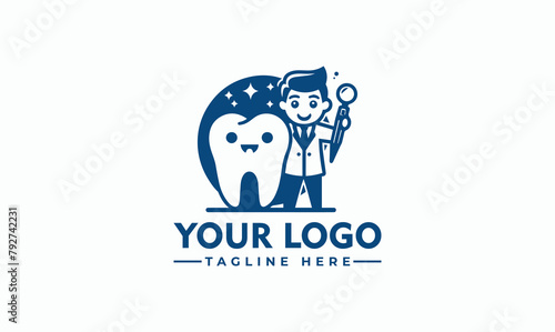 Dental Clinic logo template, Dental Care logo designs vector, Health Dent Logo design vector template linear style Character