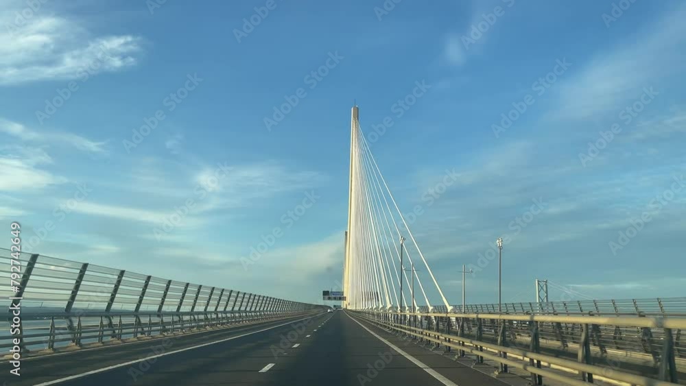 Driving on forth road bridge in Fife Scotland