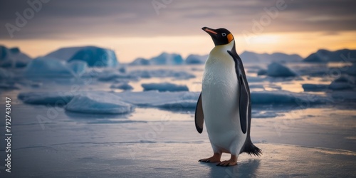 Alone penguin in Antarctica