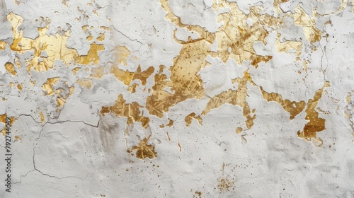 Contrasts in Decay: Gold Leaf on Cracked Concrete Wall - Generative AI