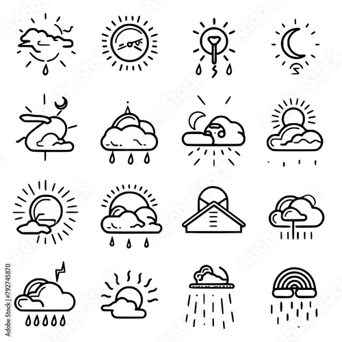 weather icons, sun icon, cloud icon, rain icon, storm icon, moon icon, snow icon, wind icon, temperature icon, cloudy icon, weather, icon, sun, vector, set, cloud, rain, symbol, illustration, storm, m