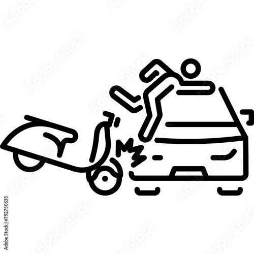 Car Accident with Scooter Icon