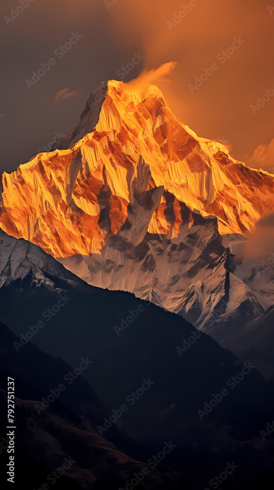Naklejka premium Mountain peak illustration, mountain range PPT background illustration