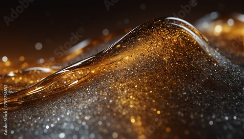 amber brown silver wave light bright glitter background from Generative AI
