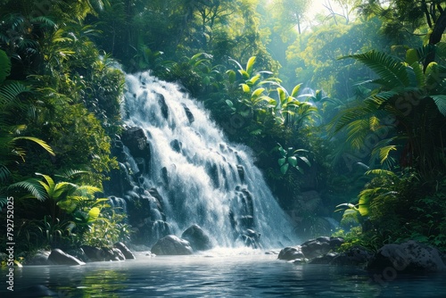 Erawan Waterfall in Lush Jungle