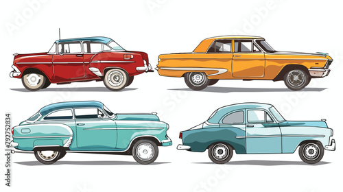 Four Cars or vehicles. Different types of cars sedan