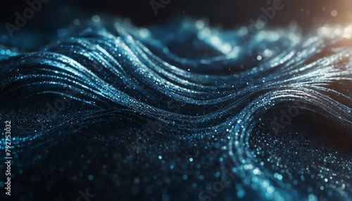 blue silver wave light bright glitter background from Generative AI