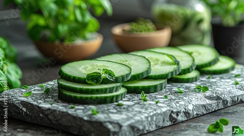 Delicious cucumber and its slices
