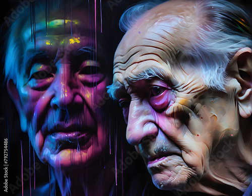 Portrait of an Old White Man: Painted with Vibrant Colors photo