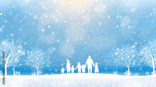 Winter landscape background with snowflakes, Winter landscape with trees and snowflakes Christmas and New Year background

