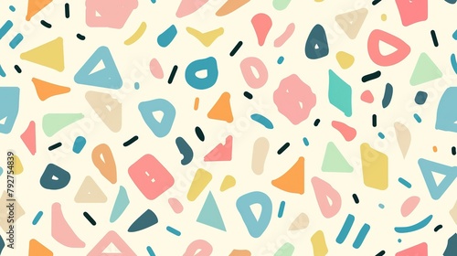 minimal pastel colored seamless geometric pattern with grungy artistic design, Generative Ai	
