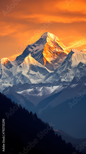 Mountain peak illustration, mountain range PPT background illustration