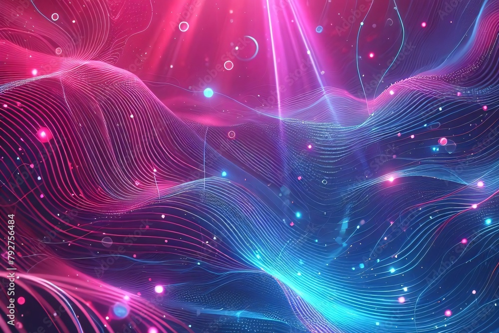 Fototapeta premium abstract wave background with glowing particles, 3d render abstract background
