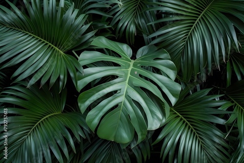 Tropical palm leaves pattern background. Ai generative