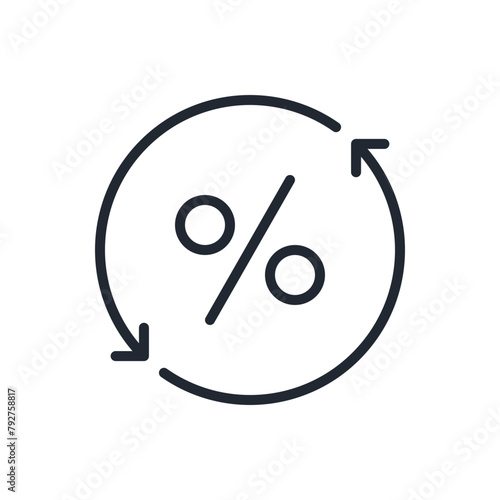 Percentage editable stroke outline icon isolated on white background flat vector illustration. Pixel perfect. 64 x 64.