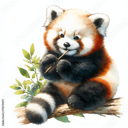 흰 배경, 레서판다 (White background, Red panda) photo