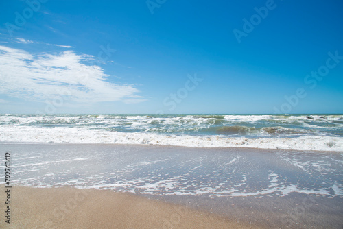 Landscape of beach, sea, sky and sand