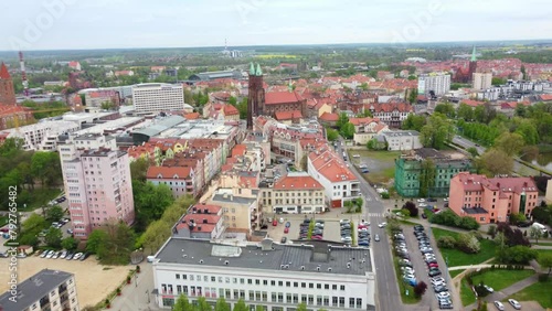 The Evangelical Church Of The Augsburg Confession In The City Of Legnica In The Republic of Poland. Aerial Shot photo