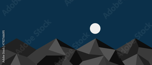幾何学 抽象 三角形 山 月 夜 レトロ 背景