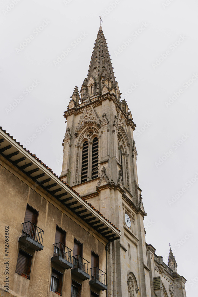 detail of bilbao cathedral tower in old town 