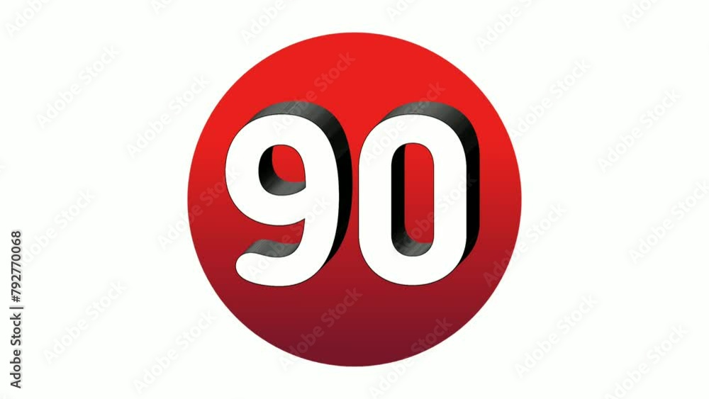 3D Number 90 ninety sign symbol animation motion graphics icon on red sphere on white background,cartoon video number for video elements 3D Number 90 ninety sign symbol animation motion graphics icon on red sphere on white background,cartoon video number for video elements