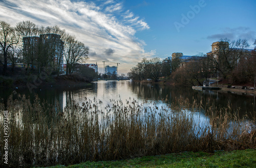 Lower Lake or Lower Pond with a view of the House of Soviets. Kaliningrad. Russia
