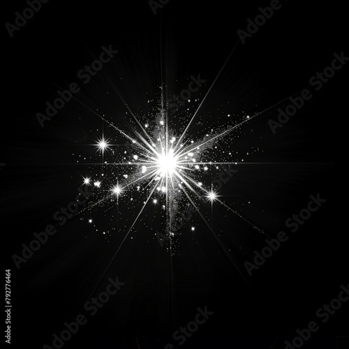 Bright beautiful star of a light effect on black background