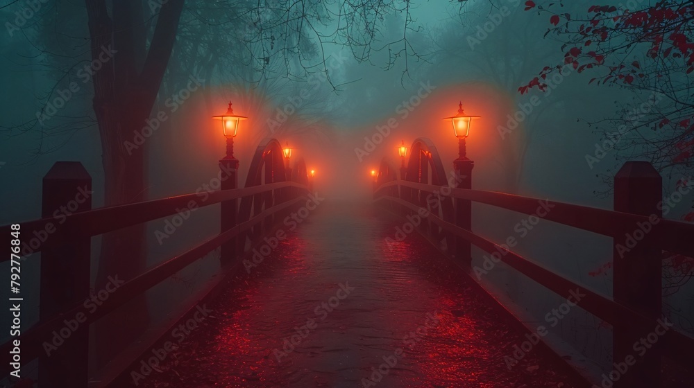 Enigmatic Archway Bridge Fog Enveloped Pathway Leading to Unknown Wonders Cinematic Scene