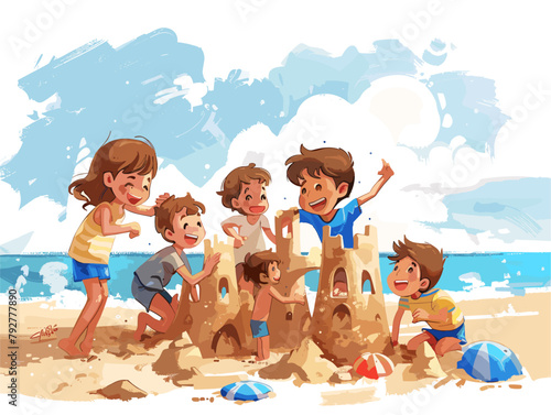 Summer Delights: Youthful Exuberance on the Sandy Shore