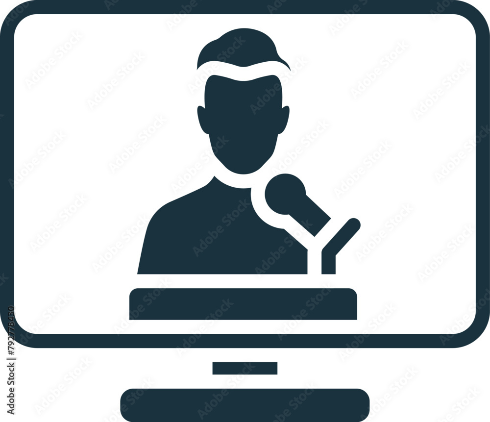 Video Conference icon. Monochrome simple Remote Work icon for templates, web design and infographics Video Conference icon. Monochrome simple Remote Work icon for templates, web design and infographics