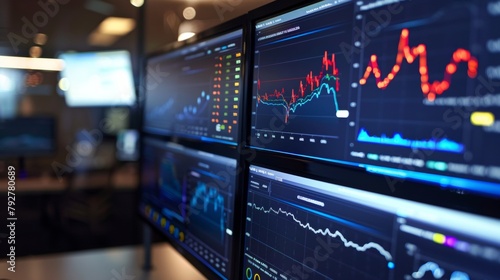 An analytical dashboard showing financial market forecasting