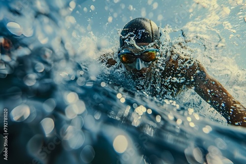 Olympic Swimmers Swimming in Pool photo