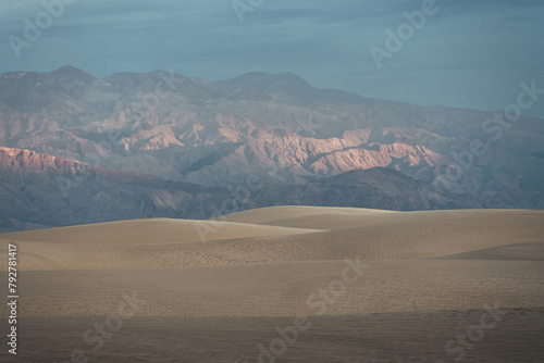 Beatiful sunrise in the Mesquite Sand Dunes, in the Death Valley National Park, California