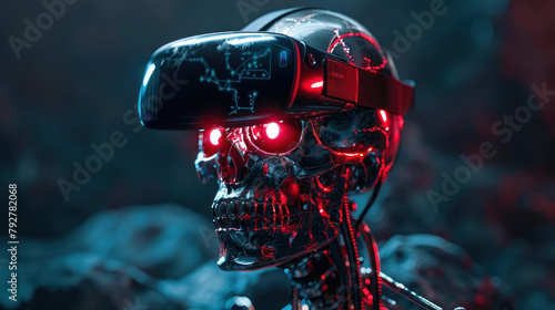 Cyborg with VR headset