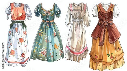 Bavarian costume design Hand drawn style vector desig