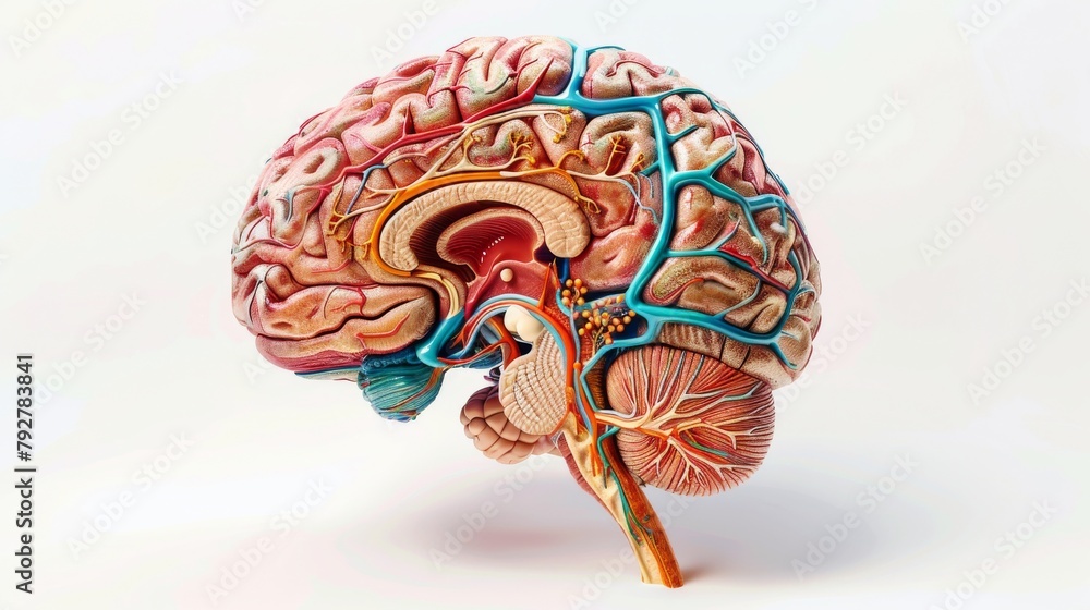 Beautiful colorful illustration of detailed anatomy of human brain ...