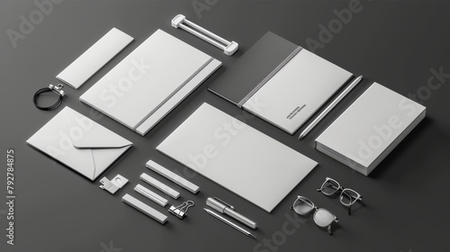 Mock-up for corporate stationery, branding, with clipping path, isolated background.